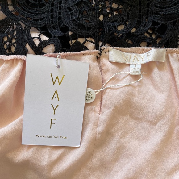 WAYF Blush Black Lace Trim Swing Dress NWT - Picture 5 of 7